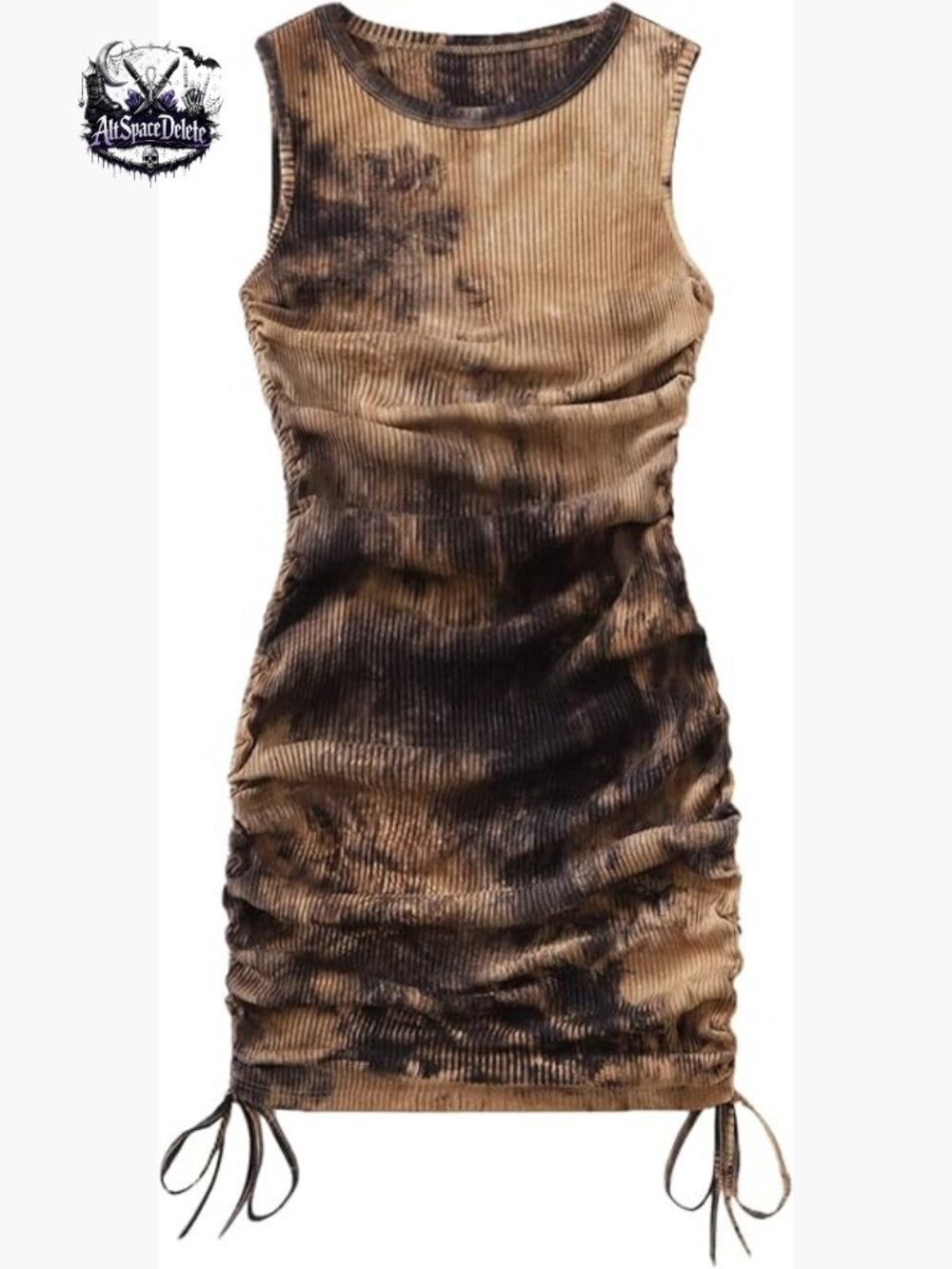 Tie Dye Ruched Bodycon Mini Dress Sleeveless Summer Casual Sundress